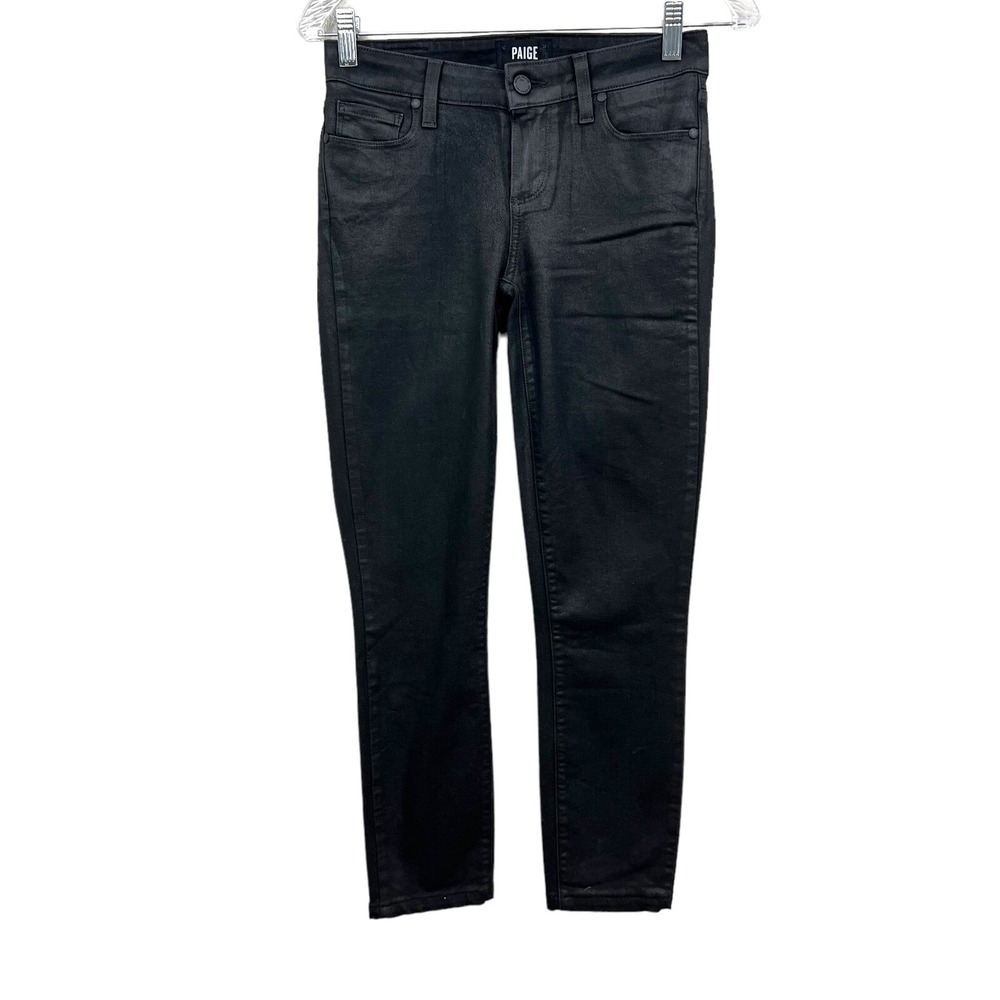 Paige Jeans Verdugo Ankle Skinny Coated Stretch 5 Pocket MidRise Black Women 26*